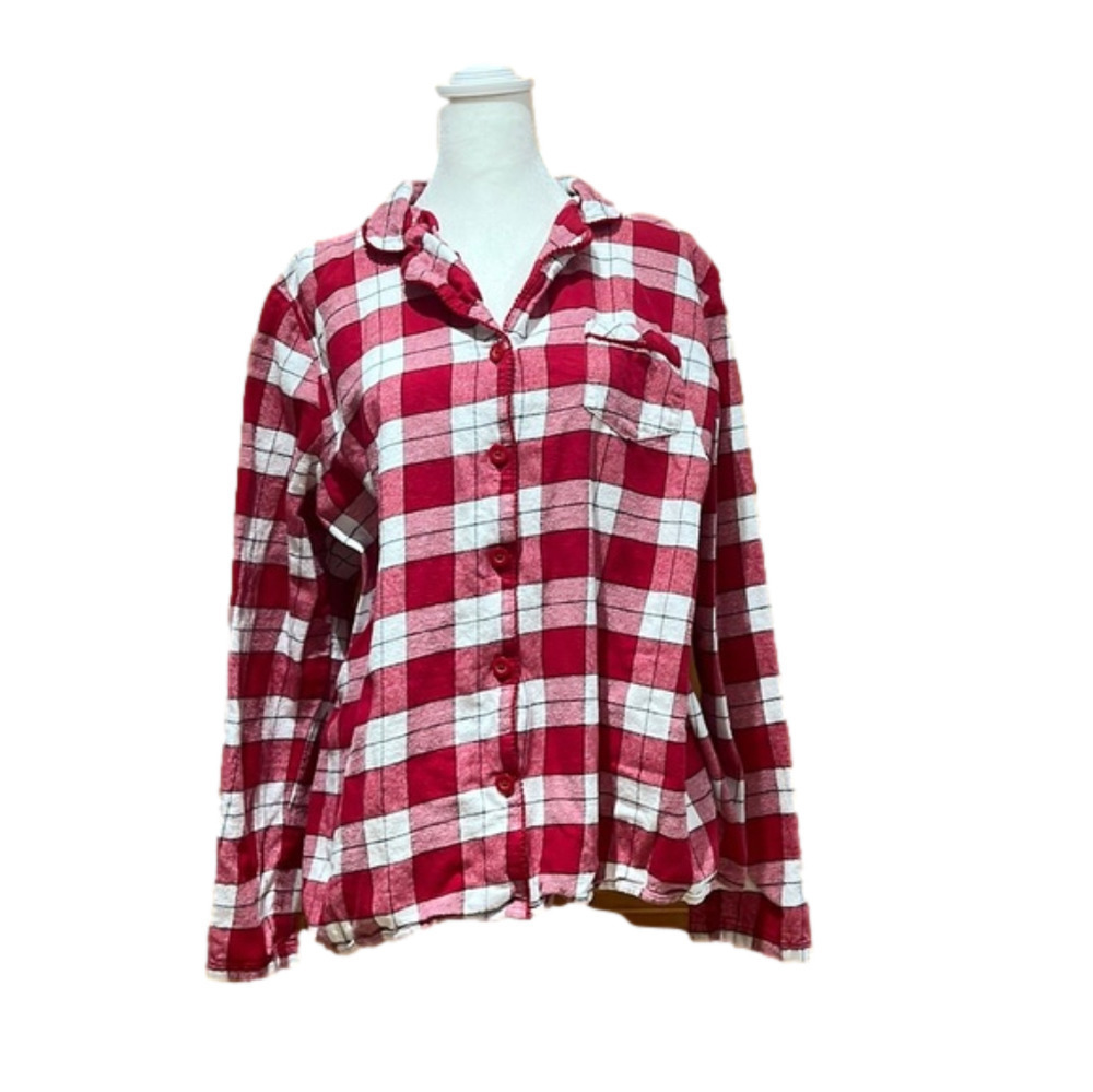 Croft and Barrow Plaid Flannel Sleep Shirt Large